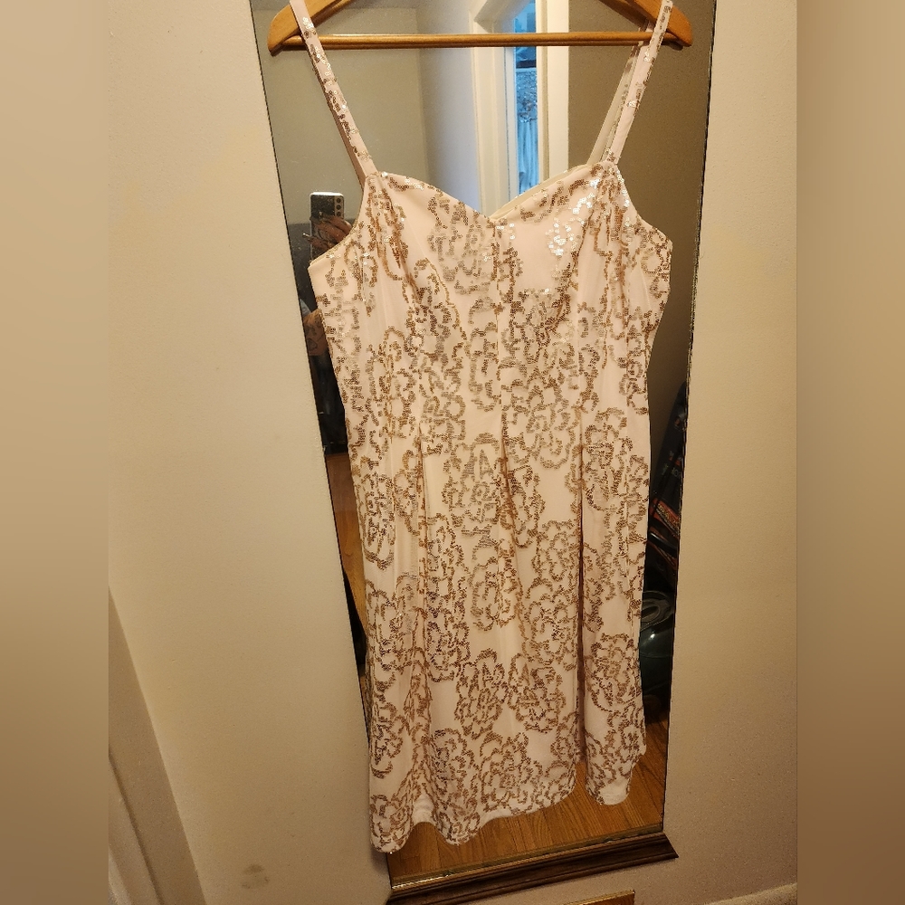 Super sequined rose gold dress